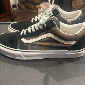 Vans Black and Camo Pattern Sneakers